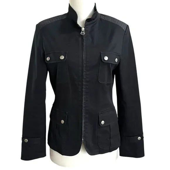 Rag & Bone Utility Army Jacket size 4 Black Elbow Patch - Picture 2 of 13